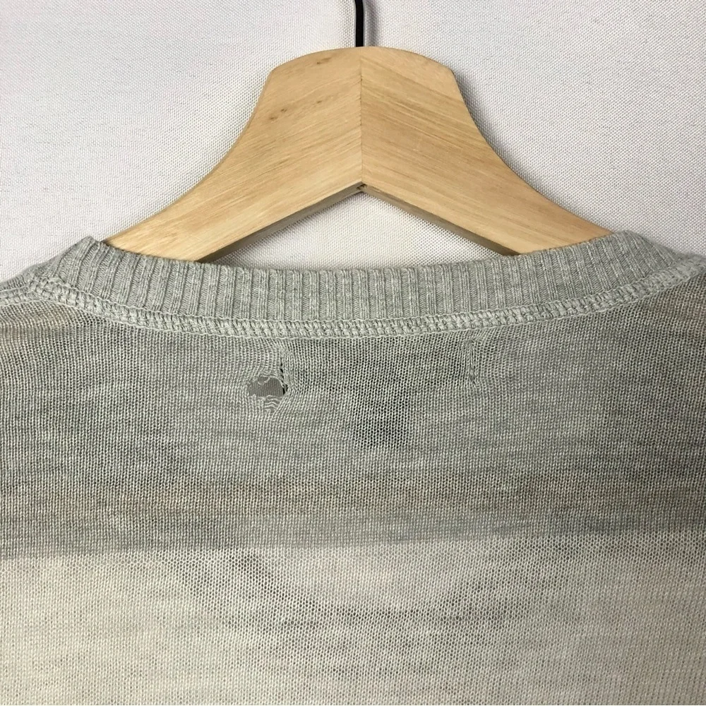 Banana Republic‎ Gray & White Stripe Linen Crewneck Sweater M